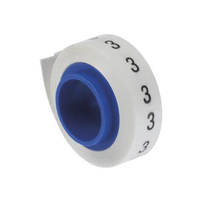[PMDR-3] Rollo de Etiquetas Marcadoras, Pre-Impresos con el Número 3, de 2.4 Metros (7.87 Pies), Color Blanco