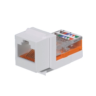 [NK5E88MWHY] Conector Jack Estilo Leadframe, Tipo Keystone, Categoría 5e, de 8 Posiciones y 8 Cables, Color Blanco