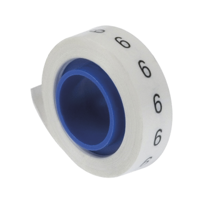 [PMDR-6] Rollo de Etiquetas Marcadoras, Pre-Impresos con el Número 6, de 2.4 Metros (7.87 Pies), Color Blanco
