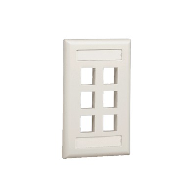 [NK6FWHY] Placa de Pared Vertical, Salida Para 6 Puertos Keystone, Con Espacios Para Etiquetas, Color Blanco