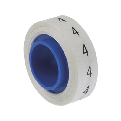 [PMDR-4] Rollo de Etiquetas Marcadoras, Pre-Impresos con el Número 4, de 2.4 Metros (7.87 Pies), Color Blanco