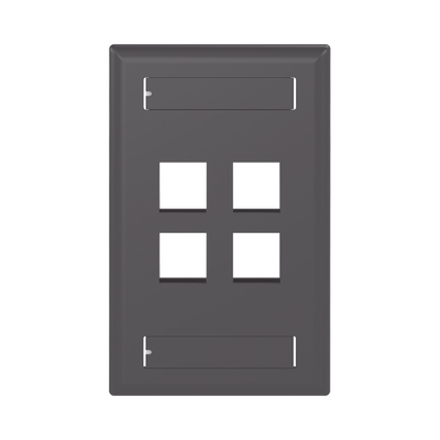 [NK4FBL] Placa de Pared Vertical, Salida Para 4 Puertos Keystone, Con Espacios Para Etiquetas, Color Negro