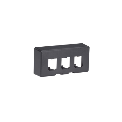 [CFFPE3BL] Placa de Mobiliario Modular Estándar, Salidas Para 3 Puertos Mini-Com, Color Negro