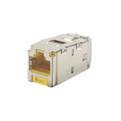 [CJS6X88TGYLY] Conector Jack RJ45 Blindado, Estilo TG, Mini-Com, Categoría 6A, de 8 Posiciones y 8 Cables, Color Amarillo