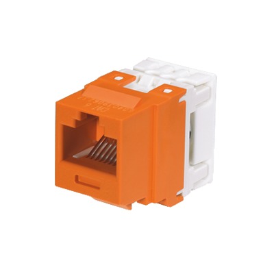 [NK688MOR] Conector Jack Estilo 110 (de Impacto), Tipo Keystone, Categoría 6, de 8 Posiciones y 8 Cables, Color Naranja