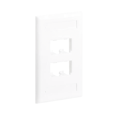 [CFPL4WHY] Placa de Pared Vertical Clásica, Salida Para 4 Puertos Mini-Com, Con Espacios Para Etiquetas, Color Blanco