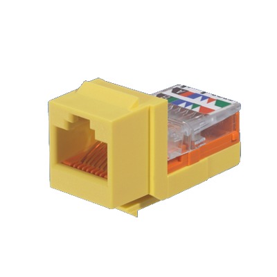 [NK5E88MYLY] Conector Jack Estilo Leadframe, Tipo Keystone, Categoría 5e, de 8 Posiciones y 8 Cables, Color Amarillo