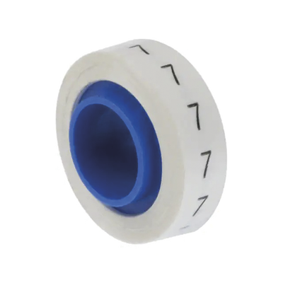 [PMDR-7] Rollo de Etiquetas Marcadoras, Pre-Impresos con el Número 7, de 2.4 Metros (7.87 Pies), Color Blanco