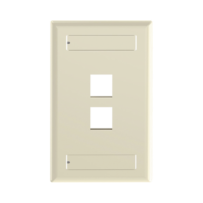 [NK2FEIY] Placa de Pared Vertical, Salida Para 2 Puertos Keystone, Con Espacios Para Etiquetas, Color Marfil