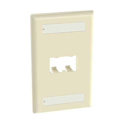 [CFPL2EIY] Placa de Pared Vertical Clásica, Salida Para 2 Puertos Mini-Com, Con Espacios Para Etiquetas, Color Marfil