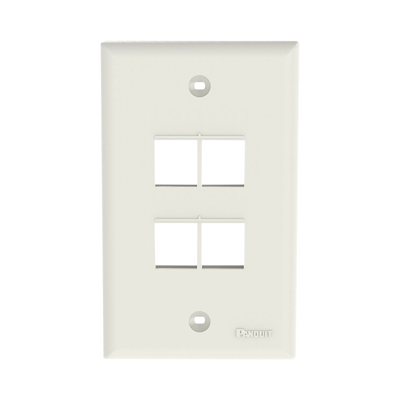 [NK4FNIW] Placa de Pared Vertical, Salida Para 4 Puertos Keystone, Color Blanco Mate