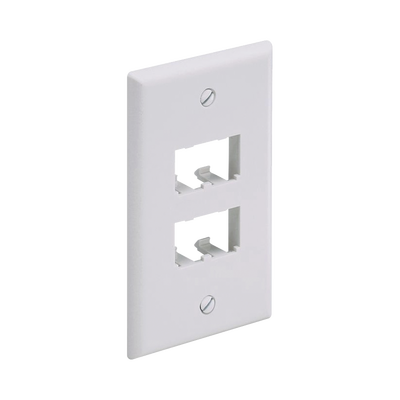 [CFP4IW] Placa de Pared Vertical Clásica, Salida Para 4 Puertos Mini-Com, Color Blanco Mate
