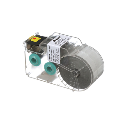 [S100X125VAC] Casete de 225 Etiquetas Autolaminadas de 25.4 x 31.8 mm (1 x 1.25 pulgadas), para Cables de 3 a 7.1 mm (0.12 a 0.28 pulgadas) de Diámetro, Área de Impresión Color Blanco