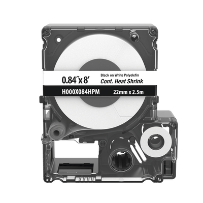 [H000X084HPM] Casete de Etiquetas de Poliolefina de Cinta Continua, Tubo Termocontráctil, 21.3 mm (0.84 pulgadas) de Ancho y 2.4 metros (7.87 pies) de Largo, Para Cables de 4.3 a 12.7 mm (8-1 AWG) de Diámetro, Color Blanco