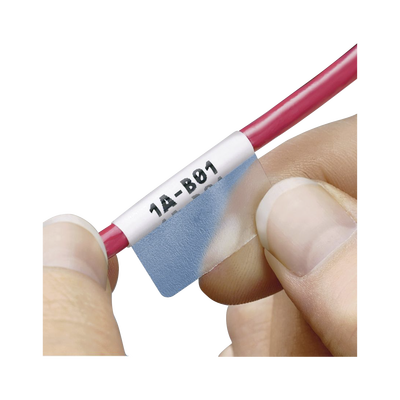 [S075X125YAJ] Hojas con 2500 Etiquetas Auto-Laminadas para Impresora Láser/Inyección de Tinta, para Cables de 3 a 7.1 mm (0.12 a 0.28 pulgadas) de Diámetro (12 - 10 AWG), Color Blanco