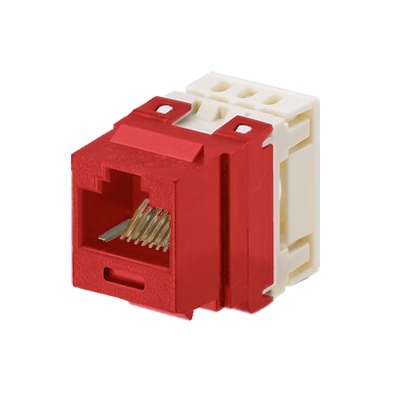 [NKP5E88MRD] Conector Jack Estilo 110 (de Impacto), Tipo Keystone, Categoría 5e, de 8 Posiciones y 8 Cables, Color Rojo