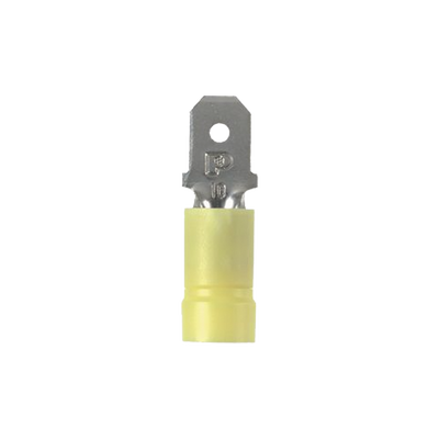 [DV10-250M-L] Terminal de Desconexión Macho con Lengueta Pan-Term™ y Barril de Vinilo Aislado. Paquete de 50 Piezas