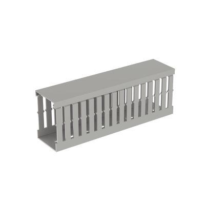 [MC50X75IG2] CANALETA RANURADA DE PVC CON TAPA, TIPO F, 49.5 MM DE ANCHO, 72.4 MM DE ALTO Y 2 M DE LARGO, COLOR GRIS