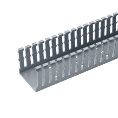 [F2X3LG6] Canaleta Ranurada de PVC sin Tapa, Tipo F, 2.25 in de Ancho, 3.14 in de Alto y 1800 mm de Largo, Color Gris