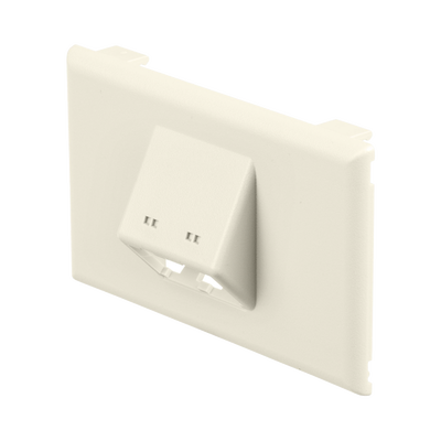 [T70FH2IW] Placa de Pared Horizontal T70, Salida Para 2 Puertos Mini-Com, Con Espacios Para Etiquetas, Color Blanco Mate