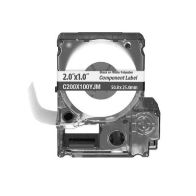 [C200X100YJM] Casete de 140 Etiquetas Adhesivas, Para Identificación de Marcadores de Cable, Rack o Gabinetes, 50.8 x 25.4 mm (2 x 1 Pulgadas), Color Blanco