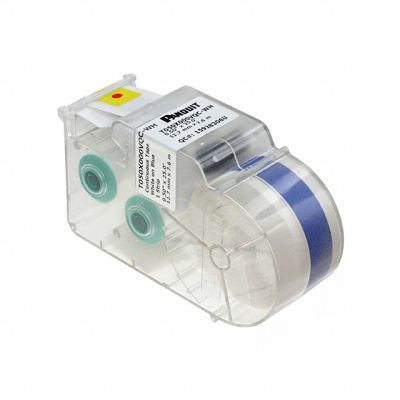 [T050X000VQC-WH] Casete de Etiquetas de Poliéster de Cinta Continua, Color Blanco Sobre Azul, 12.7mm de Ancho x 7.6 Metros (24.93 Pies) de Largo