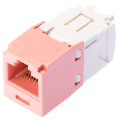 [CJ688TGPK] Conector Jack RJ45 Estilo TG, Mini-Com, Categoría 6, de 8 Posiciones y 8 Cables, Color Rosa