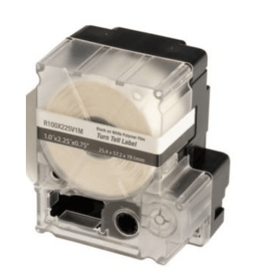 [R100X225V1M] Casete de 75 Etiquetas Autolaminadas Turn-Tell, Con Rotación para Mejor Visibilidad, para Cables Categoría 6 FTP y Categoría 6a/10Gig, Calibre AWG 8 - 4