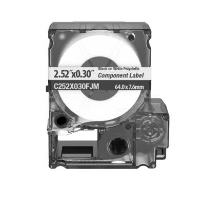 [C252X030FJM] Cassette de Etiquetas de Componente de Poliéster No Adhesivas 2.52 Pulgadas (6.4 cm) W x 0.3 Pulgadas (0.76 cm) H
