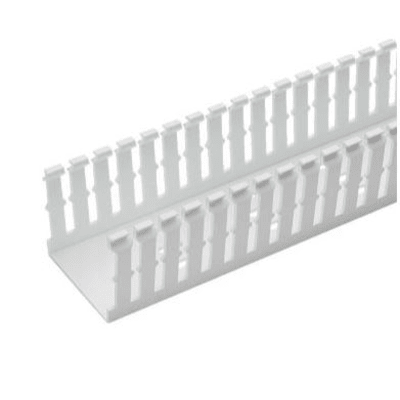[F2X4WH6] Canaleta Ranurada de PVC Sin Tapa, Tipo F, 57.2 mm de Ancho, 104.1 mm de Alto y 1.8 m de Largo, Color Blanco