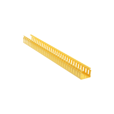 [H2X2YL10] Canaleta Ranurada de PVC sin Tapa, Tipo H (Tapa Abisagrada), 2 in de Ancho, 2 in de Alto y 3048 mm de Largo, Color Amarillo