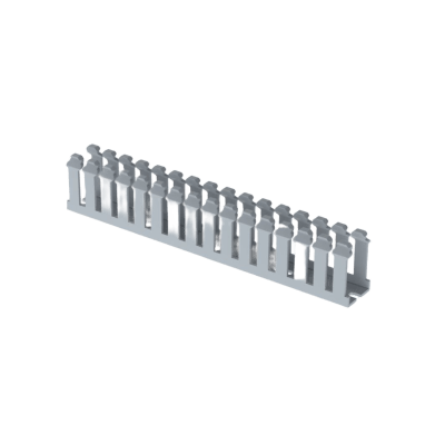 [F.75X1.5LG6] Canaleta Ranurada de PVC sinTapa, Tipo F, 23.6 mm de Ancho, 39.9 mm de Alto y 1.8 m de Largo, Color Gris