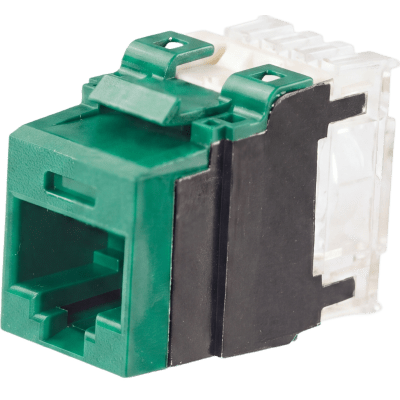 [NK6X88MGR] Conector Jack Estilo 110 (de Impacto), Tipo Keystone, Categoría 6A, de 8 Posiciones y 8 Cables, Color Verde