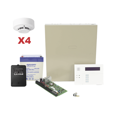 [VISTA48LASMK/6160RF] Kit de Panel de Alarma VISTA48LA con Gabinete, Batería y Transformador / 4 Sensores de humo