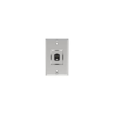 [KWPK5E] Placa de Pared Telefónica, Salida de 1 Puerto Keystone, Con Jack Cat5e Estilo TP, de Acero Inoxidable