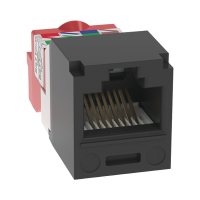 [CJ5E88TBL] Conector Jack RJ45 Estilo T, Mini-Com, Categoría 5e, de 8 posiciones y 8 cables, Color Negro