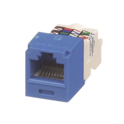 [CJ688TPBU] Conector Jack RJ45 Estilo TP, Mini-Com, Categoría 6, de 8 posiciones y 8 cables, Color Azul