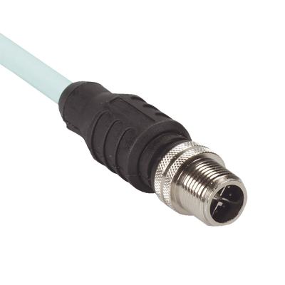 [ICX11T1NTL1M] Cable de Conexión IndustrialNet Cat6A, Con Conector Recto M12 X-Code Macho en Ambos Extremos, Blindado SF/UTP, Forro TPO, Color Azul Cerceta, 1 Metro