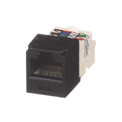 [CJ688TPBL] Conector Jack RJ45 Estilo TP, Mini-Com, Categoría 6, de 8 Posiciones y 8 Cables, Color Negro