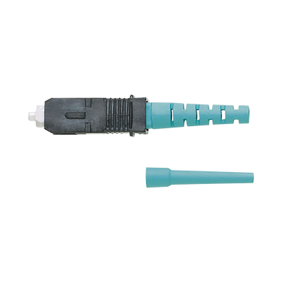[FSC2MCXAQ] Conector de Fibra Óptica SC Simplex OptiCam, Multimodo 50/125 OM3/OM4, Pre-pulido, Color Aqua