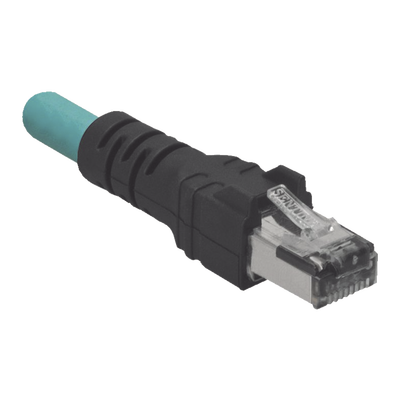 [ICD14T1NTL5M] Cable de Conexión IndustrialNet Cat5e, de M12 D-Code Macho a Plug RJ45, Blindado S/FTP, Forro TPO, Color Azul Cerceta, 5 Metros