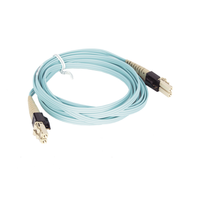 [PVFZL10-10M3Y] Jumper PViQ de Fibra Óptica Multimodo 50/125 OM4, LC-LC Duplex, LSZH, Color Aqua, 3 Metros