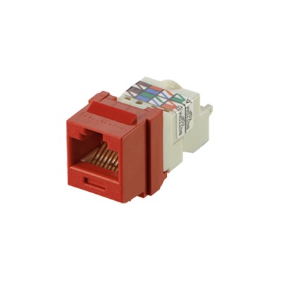 [NK6TMRD] Conector Jack Estilo TP, Tipo Keystone, Categoría 6, de 8 posiciones y 8 cables, Color Rojo