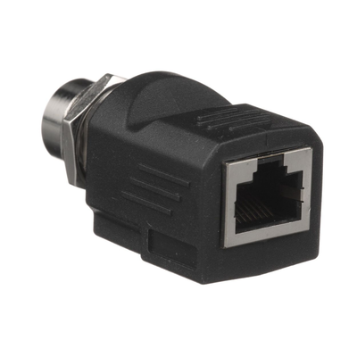 [ICAM12DRJS] Adaptador IndustrialNet™ de M12 D-Code a Rj45, para Uso en Redes Industriales, Protección IP20 en RJ45 e IP68 en M12, Color Negro