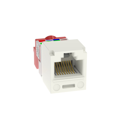 [CJ5E88TIW] Conector Jack RJ45 Estilo T, Mini-Com, Categoría 5e, de 8 posiciones y 8 cables, Color Blanco Mate