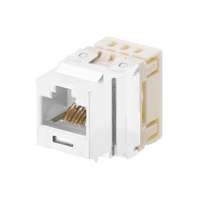 [NKP5E88MIW] Conector Jack Estilo 110 (de Impacto), Tipo Keystone, Categoría 5e, de 8 Posiciones y 8 Cables, Color Blanco Mate