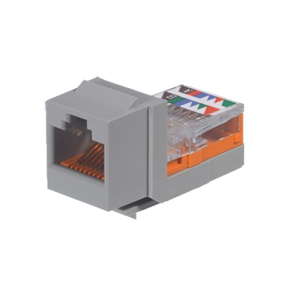 [NK5E88MIGY] Conector Jack Estilo Leadframe, Tipo Keystone, Categoría 5e, de 8 posiciones y 8 cables, Color Gris