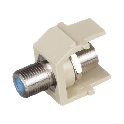 [NKFEI] Módulo Acoplador Coaxial Tipo F, Keystone, de 75 Ohms, 3.0 GHz, Color Marfil