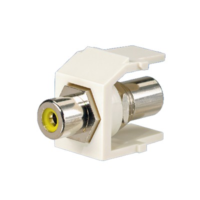 [NKRTMYIW] Conector RCA Keystone, con Conector de Paso RCA Amarillo, Módulo Blanco Mate