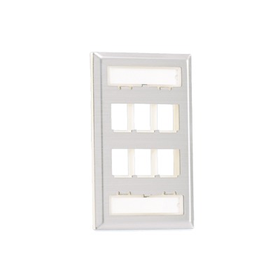 [NKF6S] Placa de Pared Vertical, Salida Para 6 Puertos Keystone, Con Espacios Para Etiquetas, de Acero Inoxidable 